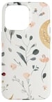 iPhone 15 Pro Max Whimsical Boho Watercolor Wildflowers Moon Insects Design Case