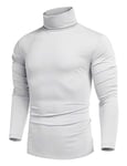 COOFANDY Pull Homme Col Roulé Ajusté T-Shirt Manches Longues Moderne Serré Col Montant Hiver Thermal sous-Pull Basique Pullover Top Haut Confortable Blanc S