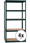 4x Rangement Étagère Atelier Charge Lourde Metalilique Vert 5 Tablette Max 875Kg