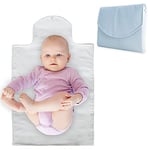 Duffi Baby Matelas à langer pour bébé portable en similicuir - Matelas à langer pliable pour bébé nouveau né - Matelas à langer imperméable rembourré doux - Couches de marche - Cercles de couleur - Bleu, petit