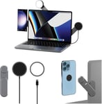 - Edge Full Kit Avec Support Telephone Bureau Magnétique Pour Ordinateur Portable, Compatible Avec Magsafe Apple + Chargeur Induction Avec Charge Rapide + Lumière, 11.5X3X0.4 Cm, Gris[X3244]