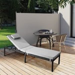 SONGMICS Chaise Longue, Bain de Soleil 195 x 65 x 40 cm Matelas épaisseur 6,5 cm, Cadre en Plastique Charge Max 150 kg, GCB27GY