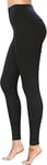 High Waisted Full Length Workout Not See Through Leggings Capri Shorts Soft Stretchy (Black, L-XL)