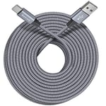 Baiwwa 4.5m Câble USB C, Extra Long Gris Cable USB A vers USB C Chargeur Rapide Tressé Cordon Compatible avec PS5 Controller, Switch, Samsung Galaxy S22 S23 S21 S20, Redmi, et plus