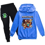 Minecraft Pullover Hoodies och Sweatpants 2-delars Outfit Set Jogging Tracksuit Sweatshirt Set för Pojkar Flickor Gamer Fans Gåvor[HK] Blue 9-10 Years