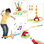 3 IN 1 Jeux Exterieur Enfant Kit, Jeu de Lancer d’Anneaux, FuséE Jouet, Saut Musical, Jeux Enfants 3 4 5 6 7 8 9 Ans Noel Jeux, Fille GarçOn Cadeau Anniversaire, Loisir d’agilité pour Petits et Grands