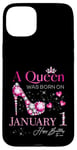 Coque pour iPhone 15 Plus A Queen Was Born on Janvier 1, 1er Janvier Anniversaire