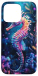 Coque pour iPhone 15 Pro Max Hippocampe éclatant au milieu de la flore sous-marine colorée