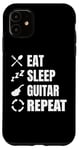 Coque pour iPhone 11 Eat Sleep Guitar Repeat Guitar Player Instrument de musique