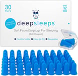 Deep Sleeps Foam Ear Plugs for Sleeping, 30 Pairs, 37dB 30 Pair (Pack of 1) 