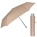 PERLETTI Super Compact Parapluie Anti UV Femme - Mini Parapluie Pliant de Poche Voyage avec Protection Solaire Couche Noir - Parapluie Multicolore Petit Pluie Soleil - Diam 91 cm (Marron Pastel)