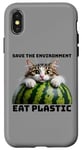 iPhone X/XS Save The Environment Eat Plastic Funny Microplastics Cat Case