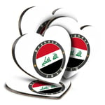 4x Heart MDF Coasters - Iraq Baghdad Flag Travel Stamp  #5620