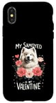 Coque pour iPhone X/XS Roses Flowers Valentine's Day Samoyed Dog Sammies