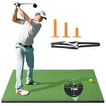 VEVOR Tapis de Frappe de Golf 152x152 cm, Gazon Synthétique Portable en PP, Tapis d'Entraînement au Golf Épais avec 3 Tees en Caoutchouc, pour Pratique de Golf, Arrière-Cour, Intérieur et Extérieur