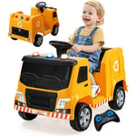 Tracteur Electrique Enfants 3-8 Ans avec Télécommande 2,4G Camion Poubelle Recyclage électrique 3KM/h 6 Jouets,Lumières et Musique, Voiture Poubelle