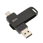 Puhelimen Memory Stick USB 3.0 Type C 2 in 1 Metallinen pyörivä kannettava flash-asema tablet-laitteille Kuvien tallennustila Musta 64 Gt