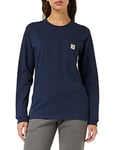 Carhartt Women's Loose Fit Heavyweight Long-Sleeve Pocket T-Shirt, Navy, S