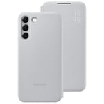 Samsung Galaxy S22 Smart LED Antimicrobial Coating Folio Flip Case Cover - Grey