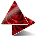 2 x Triangle Stickers 10 cm - Red Rose Macro Shot Water Droplets  #16707