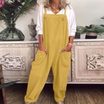 Damoverall Byxbyxor Romper Baggy Playsuit Bomull Linne Jumpsuit Yellow XL