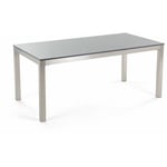 Table de Jardin 180 x 90 cm avec Plateau en Granit Gris et Structure en Acier Inox Design Moderne et Contemporain