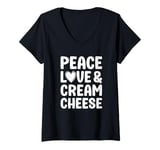 Womens Cream Cheese I Love Cream Cheese Funny Food V-Neck T-Shirt