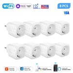 Aubess Smart Socket EU 16A AC100-240V Wifi Smart Plug Power Monitor,Alexa Google Home Voice Control Support Tuya Smart Life Andrea - Type 8pcs 16A