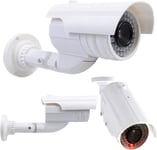 Caméra de surveillance factice avec LED clignotante dans un boîtier protégé contre les intempéries, fausse caméra de sécurité CCTV 720p pour l'intérieur et l'extérieur