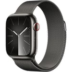 Apple Watch Series 9 GPS + Cellular - 41mm - Boîtier Acier Graphite - Bracelet Graphite Milanese Loop