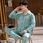 Homme Pyjama Set,Mode Automne Et Hiver Pyjamas En Coton Pur Pour Hommes Vêtements Maison Costumes À Manches Longues Vêtements De Nuit Masculins Vêtements De Nuit Imprimé Pyjama Pantalon Deux Pi