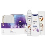 Dove Unwind Beauty Bag Deodorant Gift Set Body Wash, Body Lotion and Anti-perspirant perfect for any occasion 3 piece