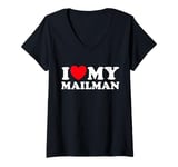 Womens Love Mail Man Funny Support Postal Delivery Job Worker Fan V-Neck T-Shirt