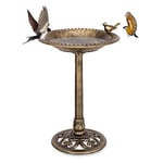 FANTASK Mangeoire pour Oiseaux Debout - Rétro - Un Oiseau sur Bol d'eau - Mangeoire pour Oiseaux Sauvages - pour Le Jardin