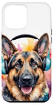 Coque pour iPhone 15 Pro Max Berger Allemand Écouteurs Chien Alsacien Animaux Imprimé