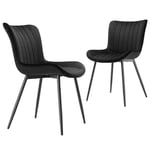 Goeurvant Chaises Velour Noir Salle à Manger Lot de 2, Chaise Rembourrée de Cuisine Moderne avec Dossier et Pieds en Métal