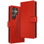 Case for Samsung Galaxy S23 Ultra Case Wallet and Video Stand Red