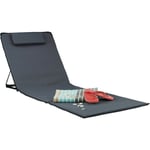 Matelas de plage xxl rembourré dossier l x p : 60 x 195 cm pliable sac de transport oreiller, anthracite - Relaxdays