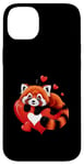 Coque pour iPhone 14 Plus Panda rouge allongé sur un cœur pour la Saint-Valentin