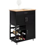 Sobuy - FKW45-SCH Desserte Chariot de Cuisine de Service Roulant, Meuble Armoire de Rangement cusine sur roulettes, Noir L67cmxH87cmxP38cm