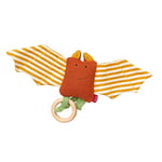 SIGIKID 39673 Hochet en tricot chauve-souris Knitted Love Jouet pour bébé en tricot de coton avec anneau en bois et hochet, pour saisir, écouter et jouer pour bébé de 3 à 12 mois, orange, 8 x 34 x 3