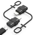 MoKo USB C to Lightning Adapter, Not for Audio/OTG, Lightning Male to USB C Female Adapter for iPhone 14/13/12/11/X Series, iPad/AirPods, Support Charging & Data Sync, with Anti-lost Loop, Black