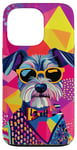 Coque pour iPhone 13 Pro Figurine schnauzer miniature tendance et colorée Pop Art