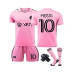 (Svart, 24(8-9 år) Inter Miami Kid Messi #10 Football Kit Strip Fotbollströja T-shirt+Shorts+Strumpor+Pad Pink 26(10-11 Years)