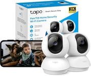 Tapo Wifi Indoor Camera, 2K 3MP Full HD Baby Camera, 360° Security Wireless Pet Camera, Night Vision, Work with Alexa & Google Home, 2 Pack(Tapo C210P2) (Package may vary)