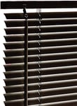 PVC & Wood Wooden Grain Effect Window Venetian Blind Blinds Easy Fit Curtains Trimmable Fittings Windows Treatment Privacy Shutters Twist Open Close (Black-PVC, 150x150)