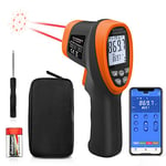 Infrared Thermometer gun, GR-1500-APP with D:S=30:1 Non-Contact Infrared Thermometer with APP Connect Function,-50~1500℃ IR Temp Gun for HVAC Furnace Pizza Oven, IR Pyrometer(NOT for Human Temp)