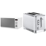 Russell Hobbs RHM2079A 20L Digital 800w Solo Microwave White & 24370 White Inspire High Gloss Plastic Two Slice Toaster