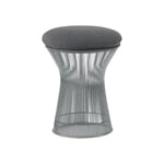 Knoll - Platner Stool, underrede i Polerad nickel, Tyg: Kat. C - Alpaca - 01AL - Jakkarat - Warren Platner - Hopea - Tekstiili materiaali/Synteettinen/Vaahto