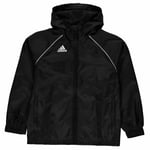 Adidas Kids Boys Core Rain Jacket Juniors Coat Top Lightweight Hooded Zip Full